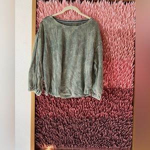 Anthropologie Pilcro Distressed Waffle Knit Thermal Long Sleeve Green S